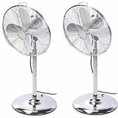 2x luxe staande metalen ventilator 125 cm chroom
