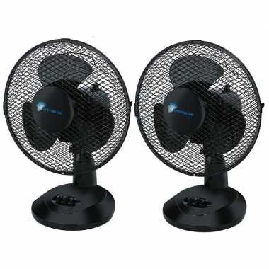 2x tafel ventilatoren zwart 23 cm