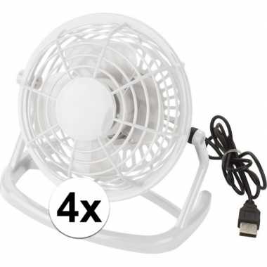 4x mini bureau ventilator usb wit