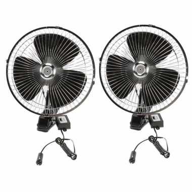 Set van 2x stuks vrachtwagen ventilator 24v aansluiting