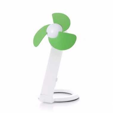 Usb bureau ventilator wit/groen 22 cm