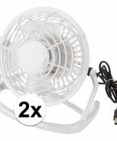 2x mini bureau ventilator usb wit