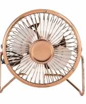 Kleine bureau ventilator rose goud 15 cm met usb aansluiting