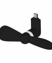 Micro usb telefoon ventilator zwart 15 cm