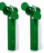 Set van 4x stuks groene hand ventilators met water verdamper 16 cm